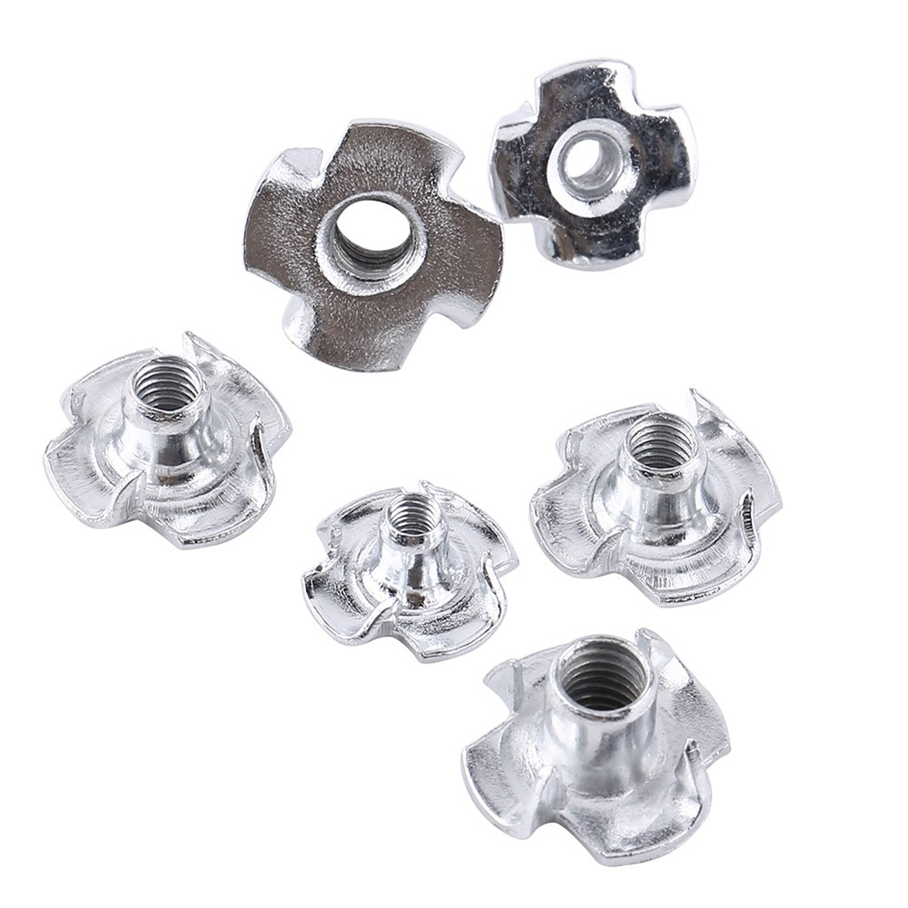 M3 M4 M5 M6 M8 M10 M12 Zinc Plated Four Claws Nut Speaker T-Nut Blind Pronged Insert Tee Nut Furniture Hardware 5/10/20/50PCS