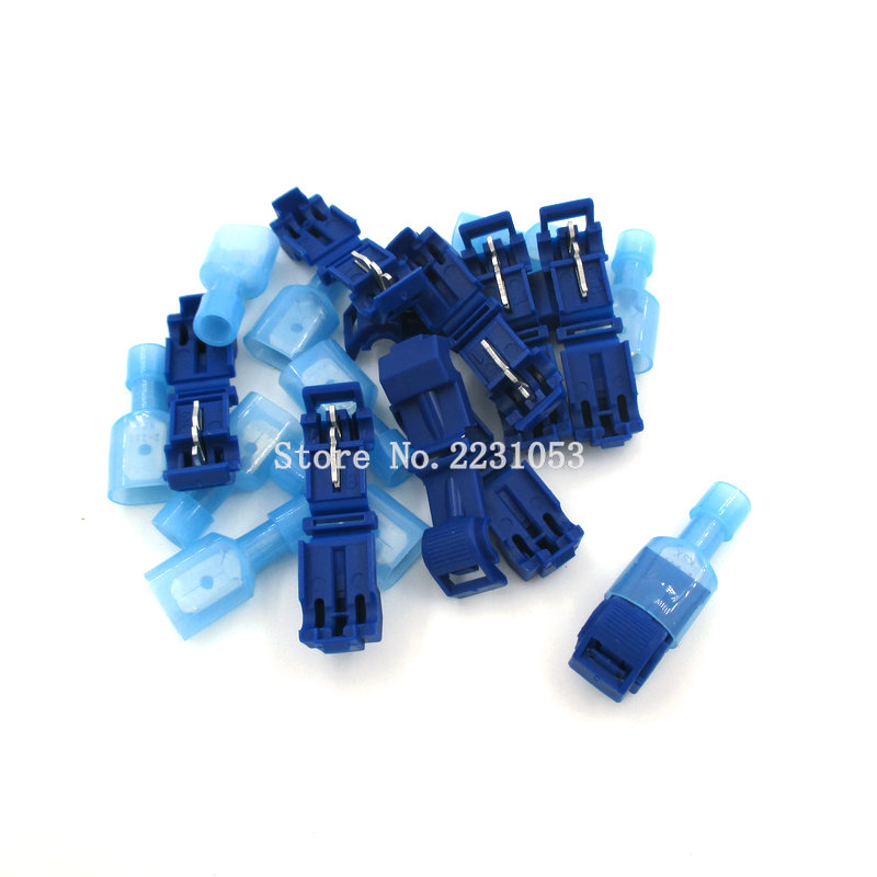 10sets Blue Color T Type Quick Splice Crimp Terminal Wire Convenient Connector For 1.5-2.5mm Line T1