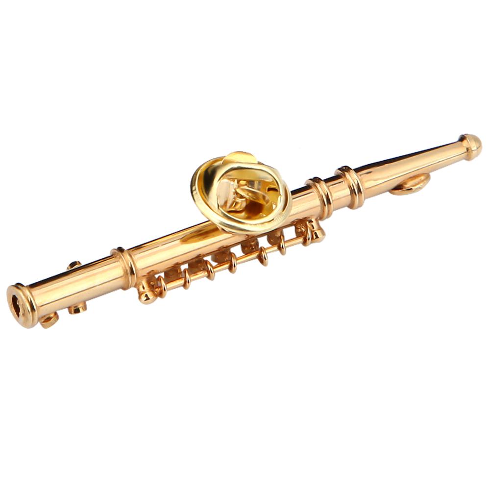 Mini Instrument Brooch Pin Flute Shaped Musical Instrument Brooch Pin Home Decoration Accessory for Gift Collection