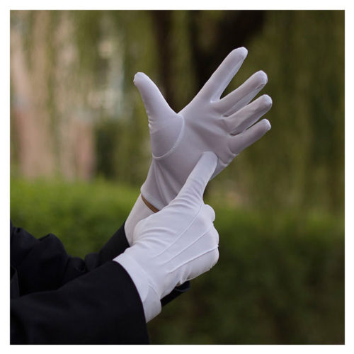 24x9cm Men's New White Tuxedo Gloves Formal Uniform Guard Band Butler Santa Magician Great To Use