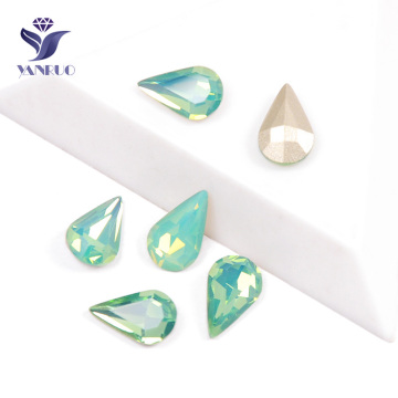 YANRUO 4300 Pear Drop Pacific Opal Bead With Claws Crystal Frame Strass Rhinestones Diamonds For Crafts Sewn Stones DIY