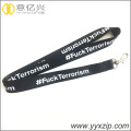 high end black lanyard with white logo