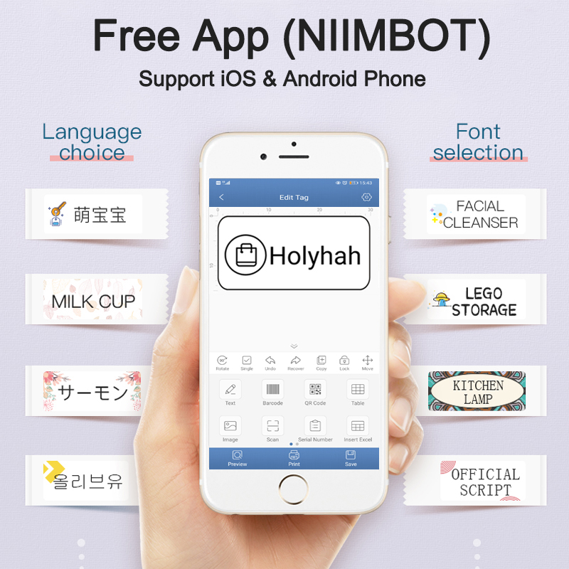 Niimbot D11 Wireless Label Printer Portable Pocket Label Printer Portable Bluetooth Thermal Label Printer Home Office Printer