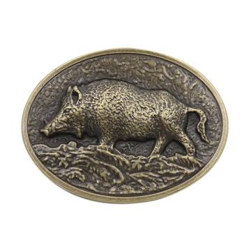 Fashion Metal Carving Wild Boar Animal Pattern Alloy Belt Buckle Smooth Buckle DIY Logo Pig Jeans Accessories
