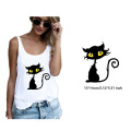 Halloween Black Cat Patch Iron on Heat Transfer Printing Stickers for Clothes T-Shirt DIY Appliques Thermal Patches Washable