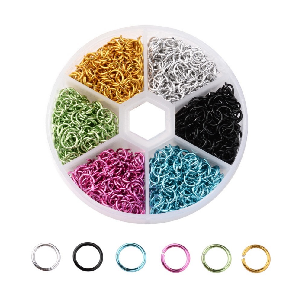 Mixed 6 Colors Open Jump Rings Split Rings For DIY Jewelry Making Findings Connector accessories,about 1080pcs/box,6x0.8mm F70