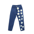 2020 hot new European and American flowers fresh and fresh women's jeans printed thin jeans casual pants