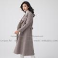 Women's Long Brown Hooded Cashmere Overcoat