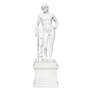 Sturdy Pedestal Standing White Marble Hero Sculpture