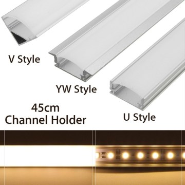 U/V/YW Style Shaped 45cm Silver Aluminium LED Bar Light Channel Holder For LED Strip Light Bar Cabinet Lamp