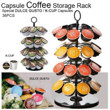 Coffee Capsule Holder Can Store K-CUP/Dolce Gusto Can Hold 36 Pieces Black Four-layer Assembly Rotatable Coffeeware Sets