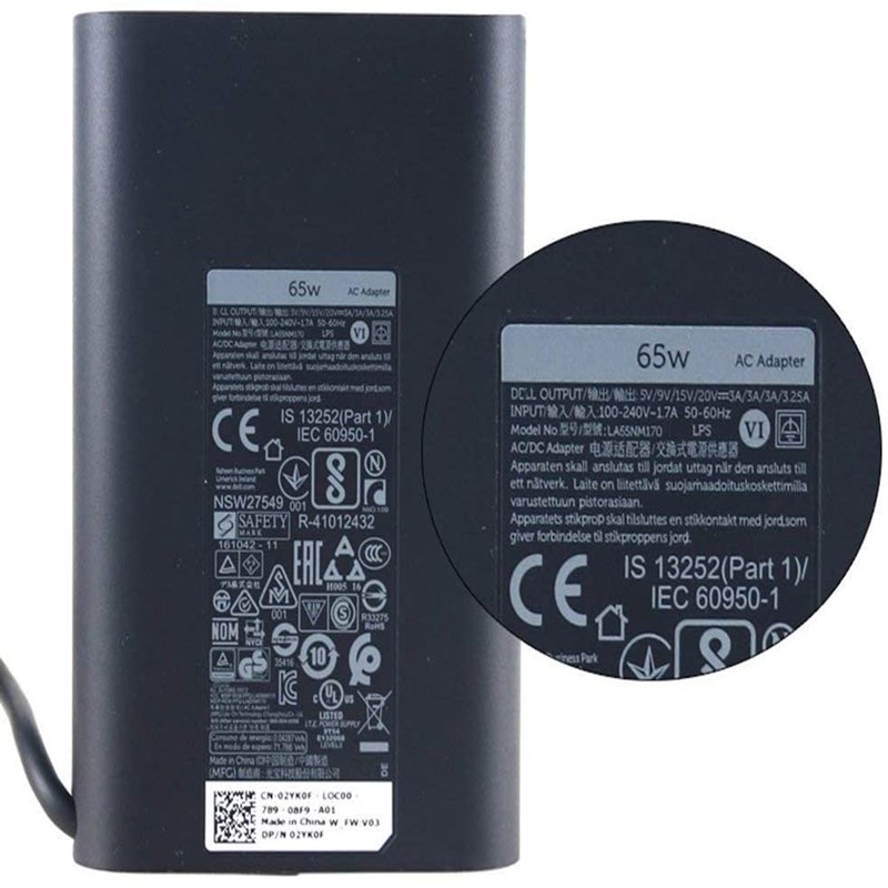 65W USB C Type C AC Charger Fit for Dell Latitude 3400 3500 5300 5400 5500 7200 7300 7400 Laptop Power Supply Adapter Cord