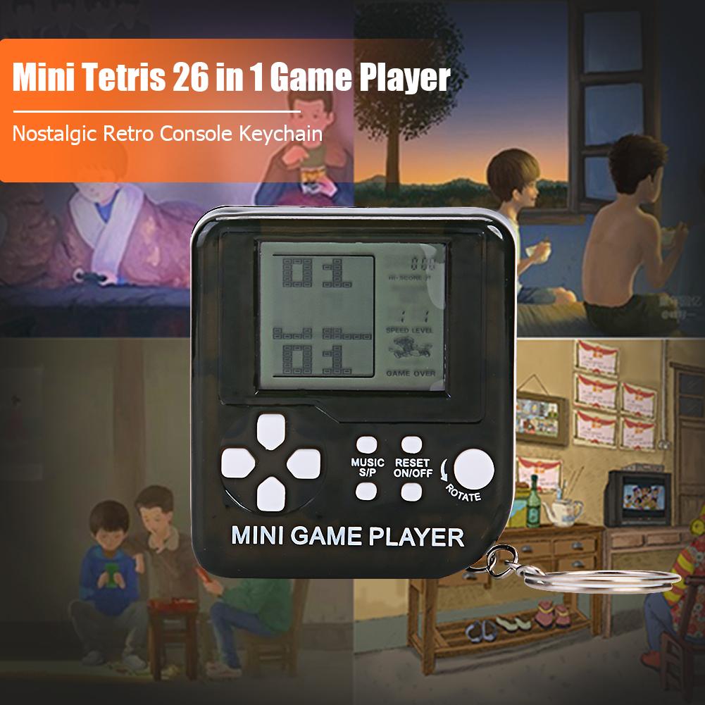 Mini Portable 26 Games Console Keychain Handheld Nostalgic Retro Classic Tetris Game Player Kids Educational Toys Children Gift