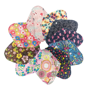 [Mumsbest] 10PC Sanitary Towel Feminine Pads Reusable Sanitary Bamboo Charcoal Print Color Menstrual Pads Panty Liners By Random