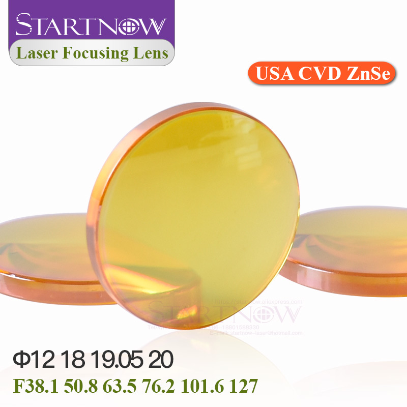 Startnow USA ZnSe CVD Laser Focus Lenses 20mm 19 18 15 12 F50.8 101.6 2" 2.5" 3" For Cut Engraving CO2 Laser Optic Industry Lens