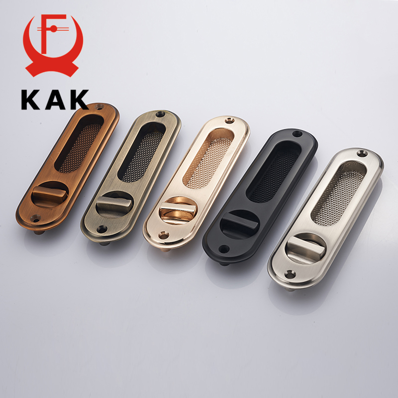 KAK Mute Mortice Sliding Door Lock Hidde Handle Interior Door Pull Lock Modern Anti-theft Room Wood Door Lock Furniture Hardware