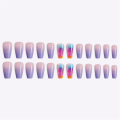 20/24pcs/Set Rainbow Gradient Long Coffin Fake Nails European Ballerina Full Nail Art Tips Colorful Beauty Artificial False Nail