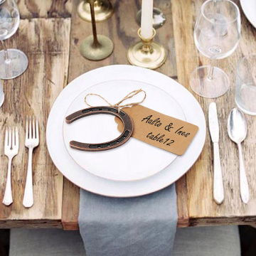 Creative Metal Horseshoe Kraft Paper Tags DIY Blank Card Wedding Gifts Souvenirs Table Decoration Lucky Pendant