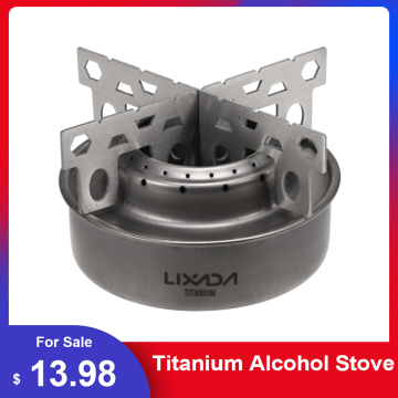 Lixada Titanium Outdoor Stove Camping Mini Alcohol Stove Cookware with Cross Stand Stove Rack Support Stand Camping Equipment