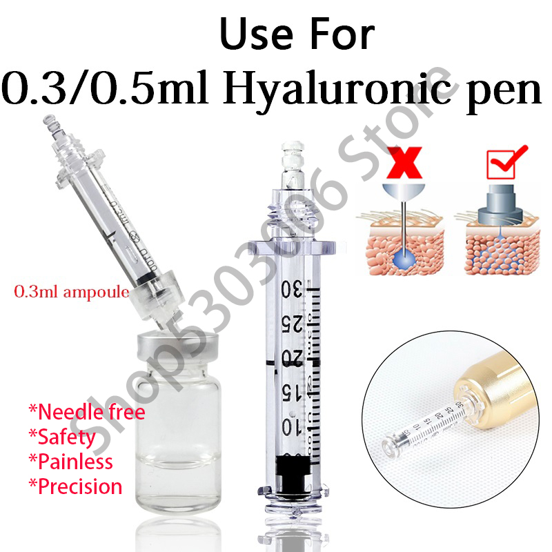 0.3ml & 0.5ml 10/20/50pcs Syringe Ampoule Head set for Anti Wrinkle Hyaluronic Acid Pen High Pressure Gun to lip dermal filler