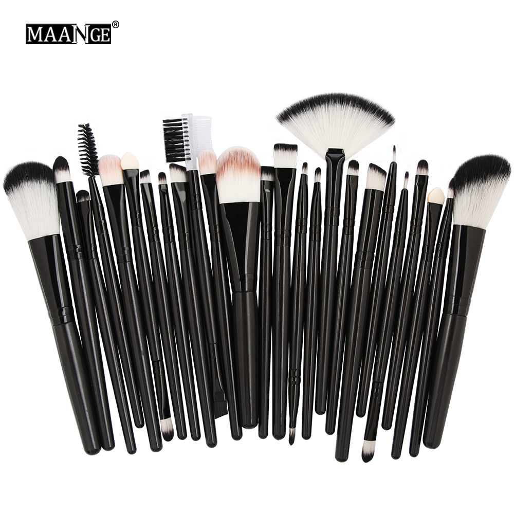 MAANGE 25pcs Makeup Brushes Set Beauty Foundation Power Blush Eye Shadow Brow Lash Fan Lip Concealer Face MakeUp Tool Brush Kit