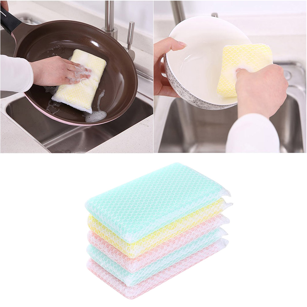5pcs Net Cleaning Sponge Kitchen Sponge Household Cleaner Cleaner Sponges For Dish Cup Bowl Washing Supplies For Home Using