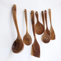 Thailand Teak Natural Wood Tableware Spoon Ladle Turner Long Rice Colander Soup Skimmer Cooking Spoons Scoop Kitchen Tool Set