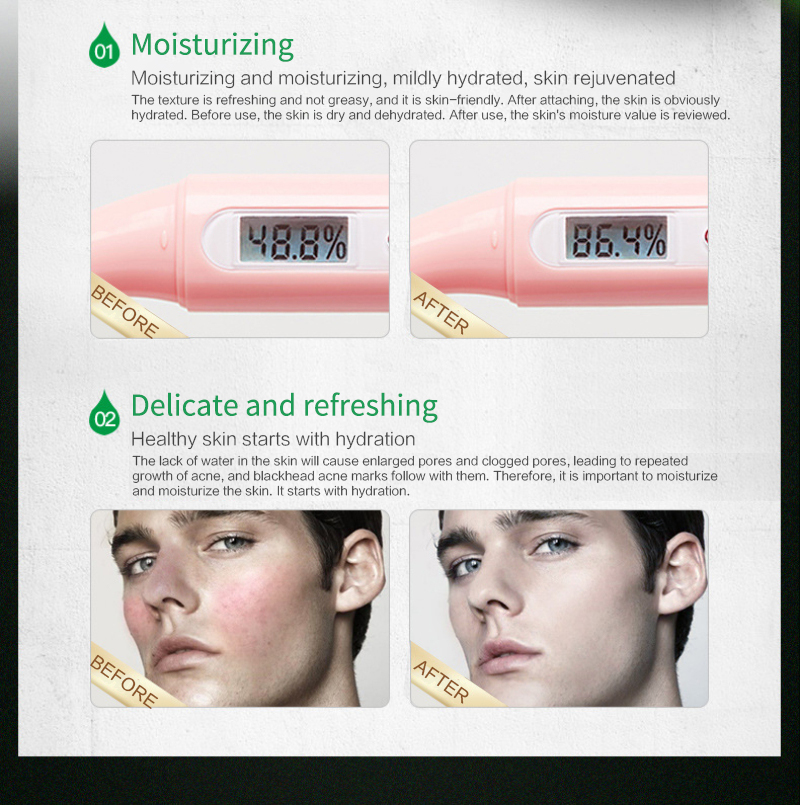 1PC Men's Deep Hydrating Moisturizing Mask Nourishing Hyaluronic Acid Mask Beauty Mask Facial Treatment Face Skin Care TSLM1