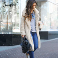 Simplee Women Winter Suede Jacket 2019 Fashion Teddy Bear Caramel Long Coat Female Long Sleeve Faux Fur Coat Fluffy Outerwear