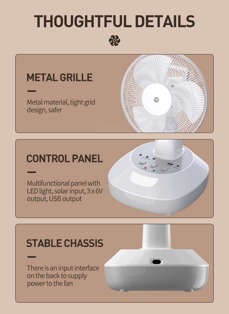 Rechargeable Pedestal Fan 12 inch Table Fan with LED Light--detail-7