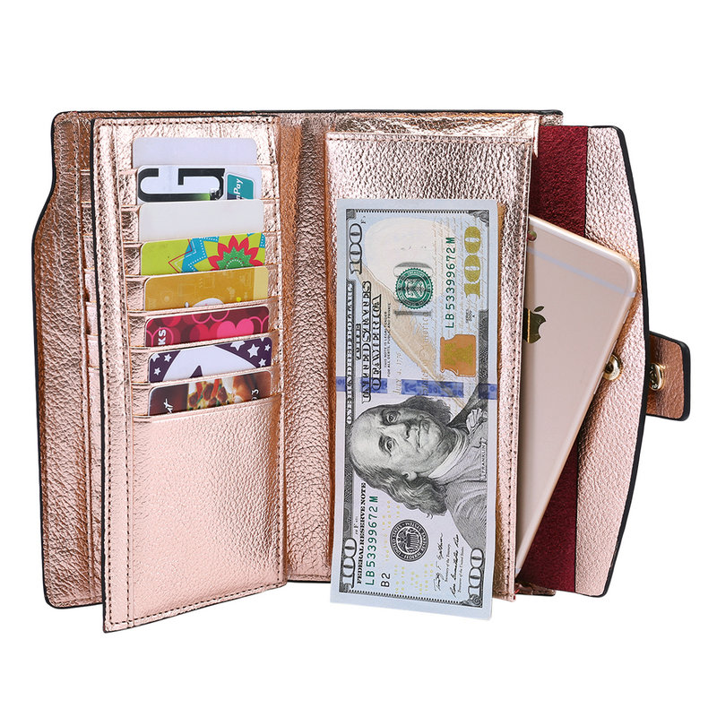 ITSLIFE 2019 Women Genuine Leather RFID Blocking Functional Wallet Zipper Long Glint Card Holder Ladies Coin Purse Iphone
