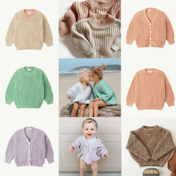 Kids Sweater SS Brand New Winter Baby Girl Sweater Coat Boys Toddler Girls Candy Color Cotton Knitted Soft Cotton Tops Cardigan