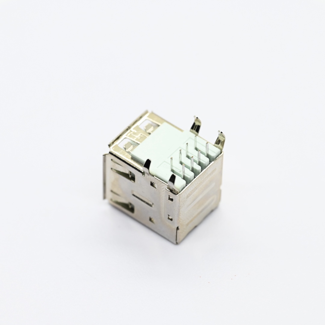 UAFR05-B-L-P-G0-A-A-A+USB A Type Receptacle Double Stack Angle DIP13.14mm（2）