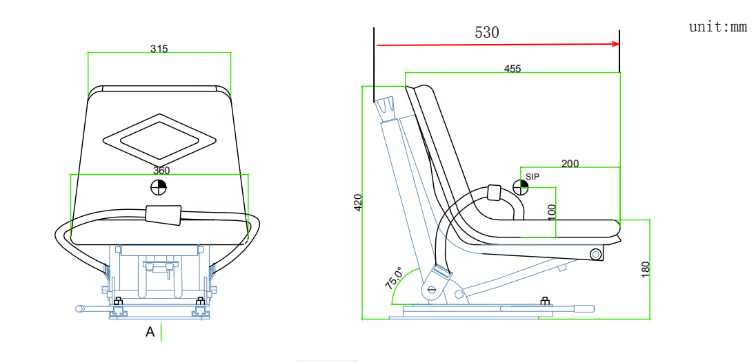 2019Hot Sale Engineering Vehicle seat and Agriculture machinery parts of tractor seat metal chair