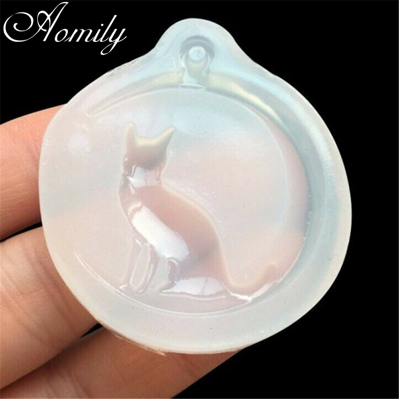 Amoliy DIY Moon Cat Silicone Mold Pendant Necklace Mold Jewelry Making Resin Mould Epoxy Casting Craft Tool Cake Decorating Tool
