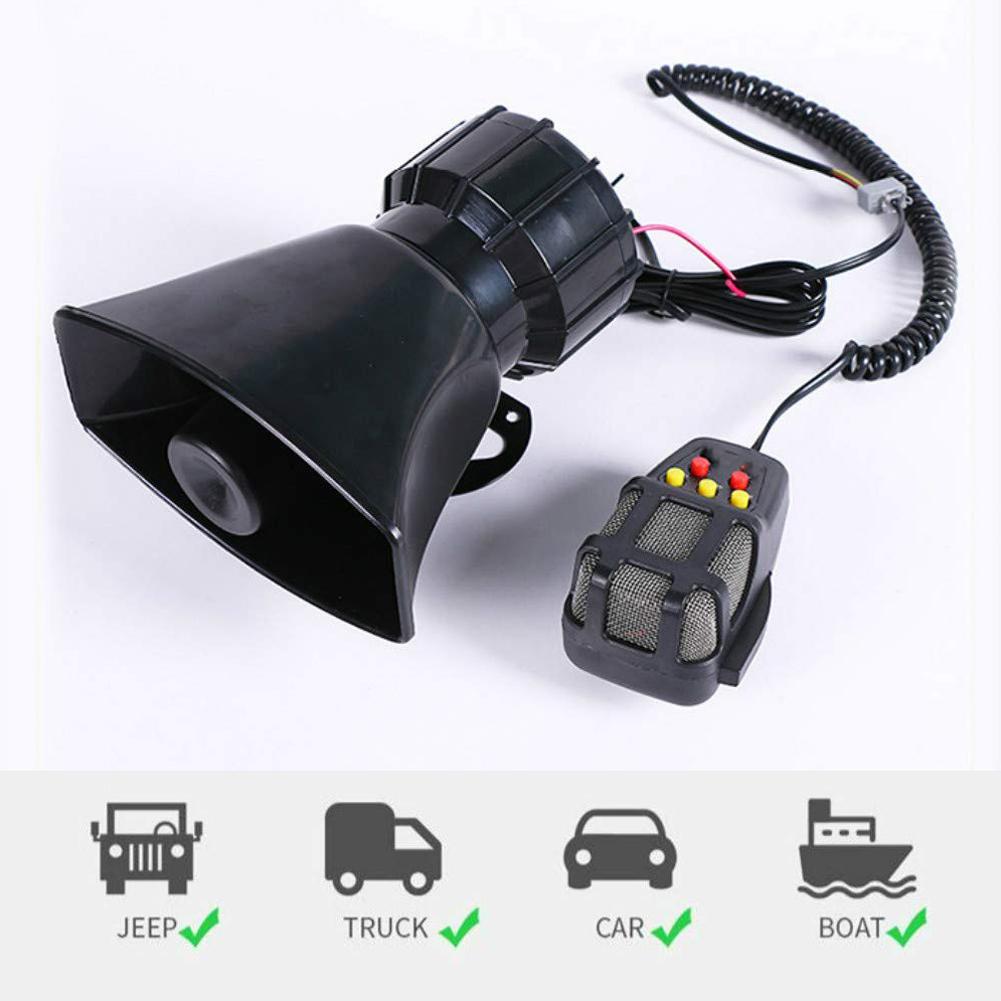 7-Sound Loud Car Warning Alarm Police Fire Siren Air Horn PA Speaker 12V 100W