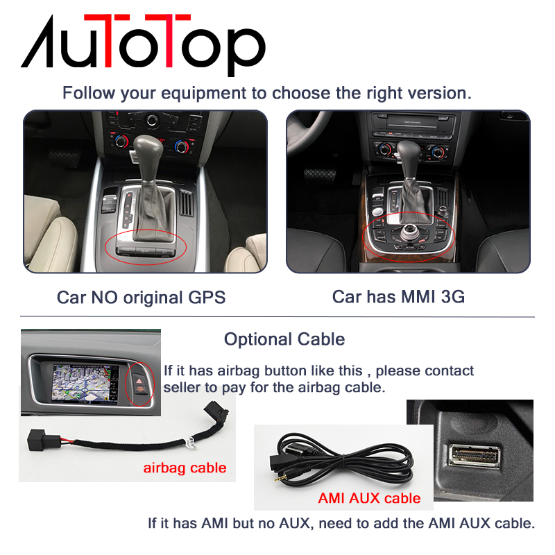 AUTOTOP 8.8" Android 10 Car Head Unit GPS Navigation For Audi Q5 2009-2016 Car Radio Stereo Multimedia Player Steering Wheel