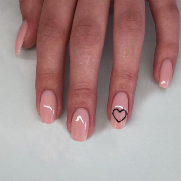 24pcs/box Middle length Ballet nude pink Color false nails with design with heart pattern artificial nails with glue TY