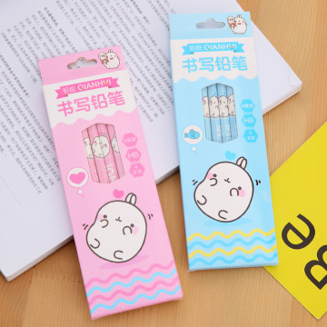 4 pcs/box Cartoon Molang Rabbit Wooden Pencil Standard Pencils Writing Drawing Tool School Office Supply Student Stationery