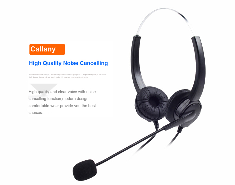 Corded Binaural Telephone Headset, Hands-Free Noise Cancelling 4-Pin RJ9 Telephone Headset for Call Center and Telemarketing