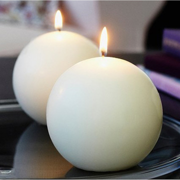Romantic Unscented White Spherical Candle Wedding Birthday Home Event Party Decoration Paraffin Wax Candle Burning 14-16 hours