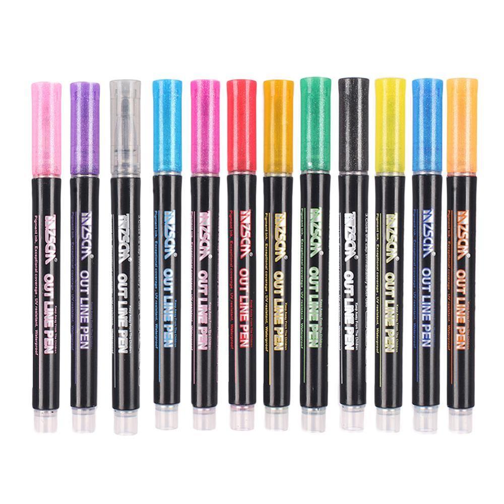 1Pcs Double Line Outline Pen Set Candy Color Hand Note Pen Highlighter Marker Pen for Art Painting Writing School Supplies