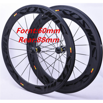 60 + 88mm Road bike carbon bike wheels 700C 23mm width riveter cycling road bicycle Wheelset carbon with basalt brake COSMIC