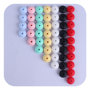100pcs/Lot 12mm Lentil Abacus Round Silicone Beads Teething Baby Teether DIY Pacifier Chain Food Grade Silicone BPA Free
