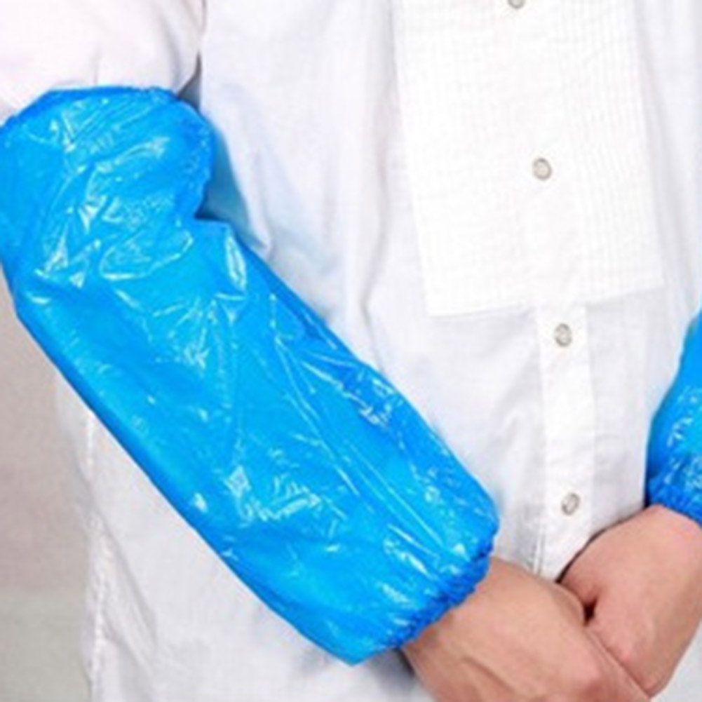 100Pcs Protective Waterproof Cleaning Disposable Plastic Arm Sleeves Covers Oversleeves