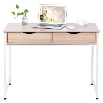 Household Wood Computer Study Table Laptop Desk Table with Double Drawers for Living Room Office Home Use