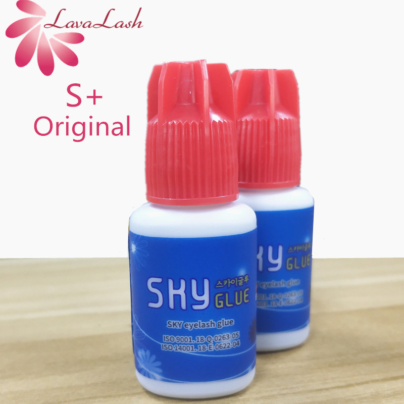 Free Shipping 2 bottles/lot 1-2s drying Original Korea Sky Glue Red Cap S+ for Eyelash Extensions MSDS Adhesive,5ml lashes glue