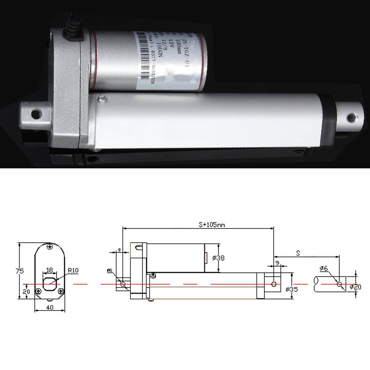 DC 12V Electric Linear Actuator 1000N 50-500mm Stroke Linear Motor Controller 12mm/s Electric Bracket 2"/4"/6"/8"/16"/20"