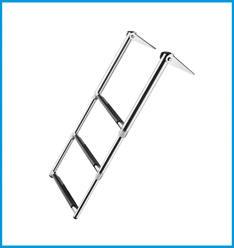 BSET MATEL 3 Steps Boat Stainless Steel 304 Telescoping Folding Ladder Deck Outboard Swim Platform Boat Marine Yacht Accessories