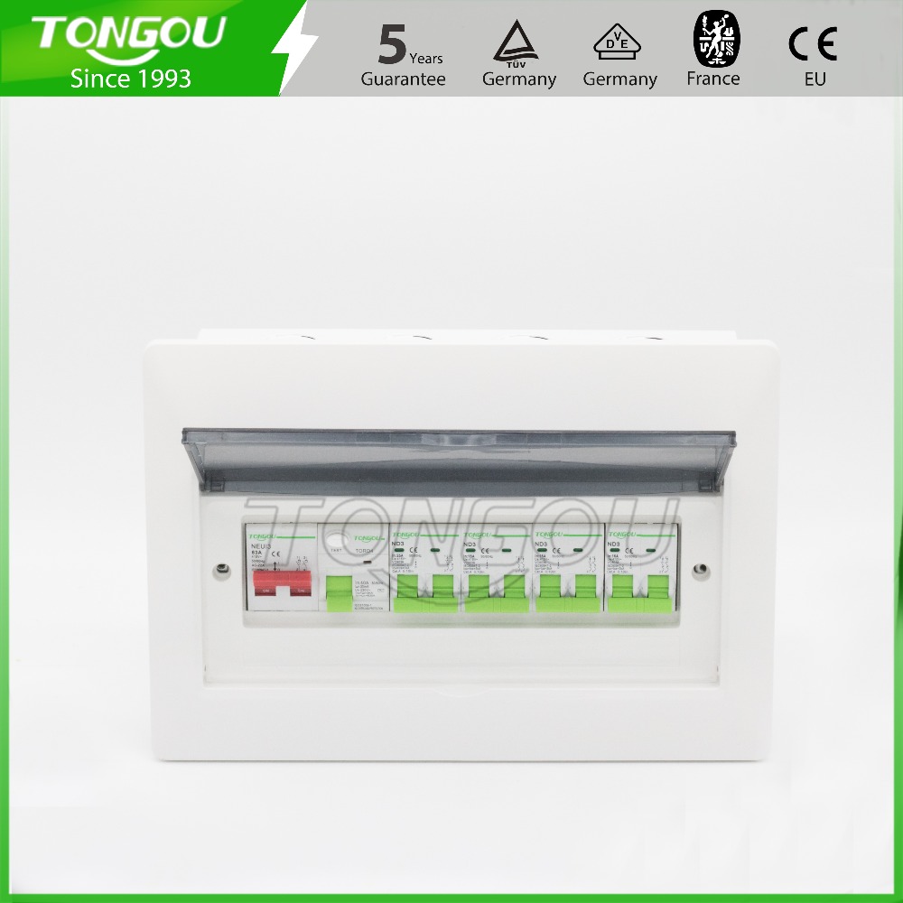 12 ways metal distribution box consumer unit 63A 2P RCD circuit breaker protection flush mounting switch box 5 years warranty